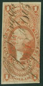 USA : 1862. Scott #R74a Light pressed crease. Nice stamp. Weiss Cert. Cat $350.