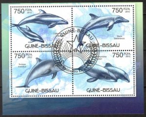 Guinea Bissau 2012 Marine Life Dolphins Sheet Used / CTO