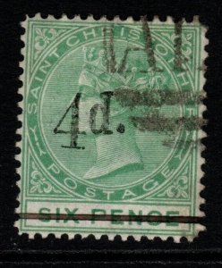 ST.CHRISTOPHER SG25 1886 4d on 6d GREEN USED