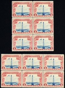 C11, Mint VF NH 5¢ Two Blocks of 6 Stamps Cat $120. * Stuart Katz