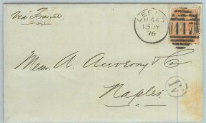 BK0783 - GB - POSTAL HISTORY - SG # 152 on COVER from LEEDS to NAPLES 1876-