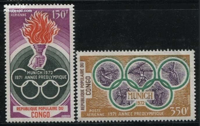 Congo Republic 1972, Olympic games Munich 2v, MNH