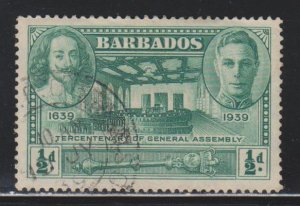 Barbados,  1/2d King Charles & George VI (SC# 202) Used