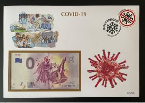 Euro Souvenir banknote Cover COVID-19 pandemic Fado Mozambique