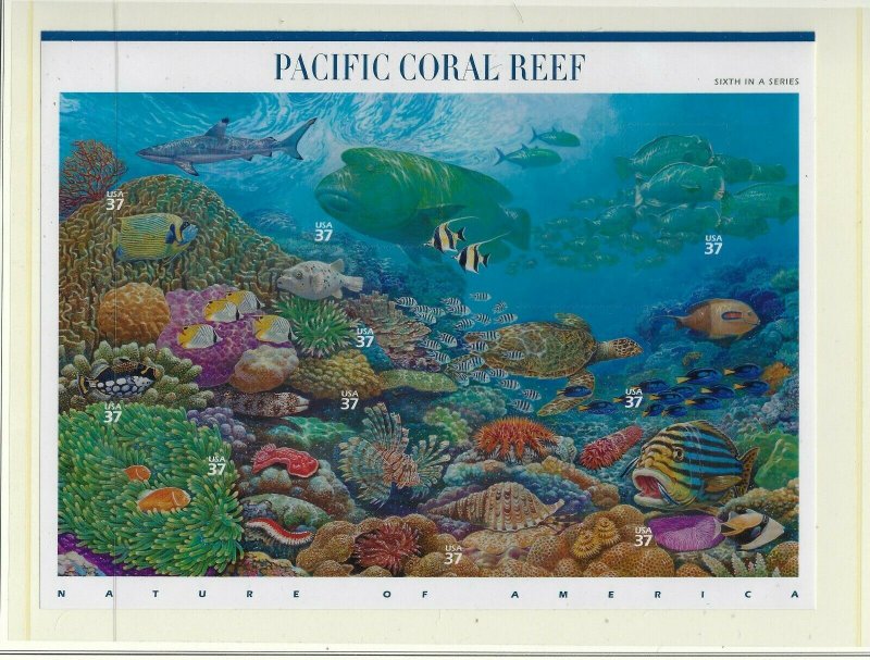 US #3831 2004 PACIFIC CORAL REEF- SHEET OF 10 37 CENT STAMPS - MINT NEVER HINGED