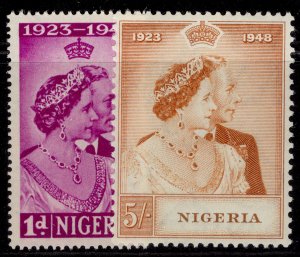 NIGERIA GVI SG62-63, 1949 ROYAL SILVER WEDDING set, NH MINT. Cat £18.