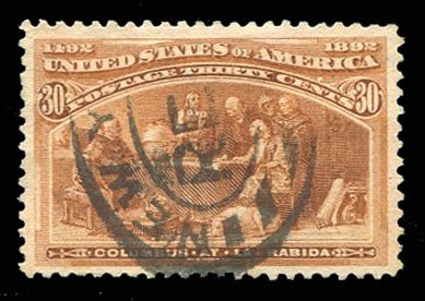 United States, 1893 Columbian Issue #239 Cat$100, 1893 30c orange brown, used