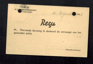 1943 Herzogenbusch Netherlands Internment Camp Postcard Cover Package Thanks