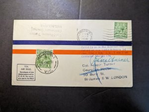 1934 England Airmail Cover London to Australia Round Trip Mac Robertson Signed