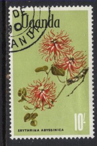Uganda 1969 - 73 QE2 10/-d Flower used ( D1437 )
