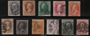 1870 National Bank Note Sc 145 thru 155 sound used full set of 11 CV $1,424 (ST