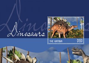 Gambia 2014 - Dinosaurs - Souvenir stamp sheet - Scott #3600 - MNH