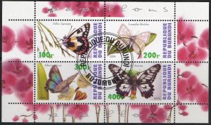 Thematic stamps BURUNDI 2009 BUTTERFLYS MOTHS 4v sheet used