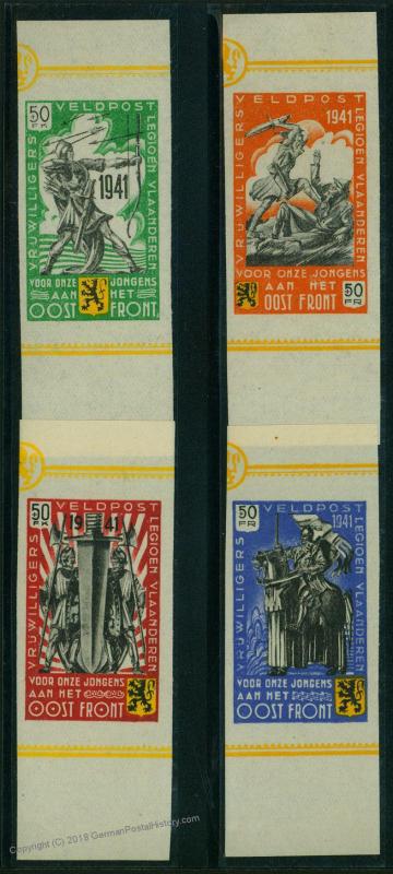 Germany WWII Flemish Belgian Legion MiI-IV U  Imperf  Set 12001