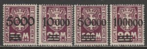 1923 Danzig - Sc J26-9 - MH VF - 4 single - Danzig Coat of Arms