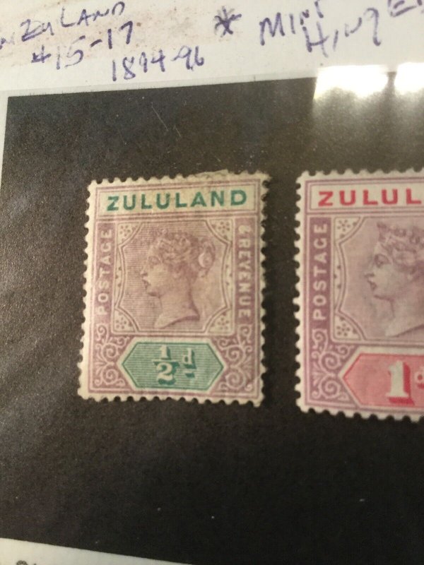 Zululand Scott #15-17 Stamps Mint Hinged Great Country Legend last in Album!