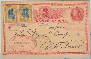 62648 - GUATEMALA - POSTAL HISTORY - POSTAL STATIONERY CARD to ITALY 1904