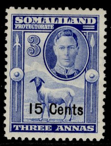 SOMALILAND PROTECTORATE GVI SG127, 15c on 3a bright blue, M MINT.