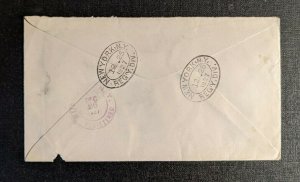 1927 Kingstown St Vincent Registered Cover to Buffalo NY Via New York City