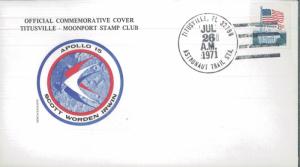 1971 Titusville Florida Astronaut Scott Worden Irwin Apollo 15 First Day Cover