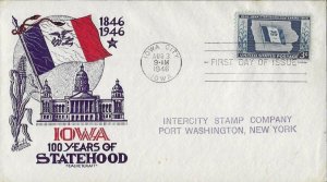 1946 FDC, #942, 3c Iowa Territory Centennial, Cachet Craft/Staehle