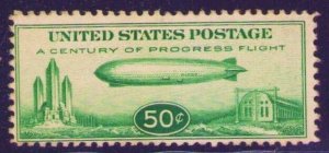 C18 50¢ Zeppelin Century of Progress 1933 Partial Poor Gum, Hinged