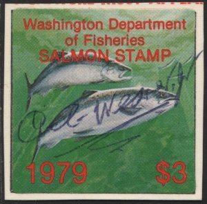 Washington Department of Fisheries Salmon Stamp (1979) Used/Signed