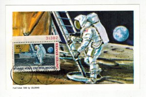 1969 MAN ON THE MOON SPACE C76 FDC ON COLORANO POSTCARD MAXICARD PLATE # SINGLE