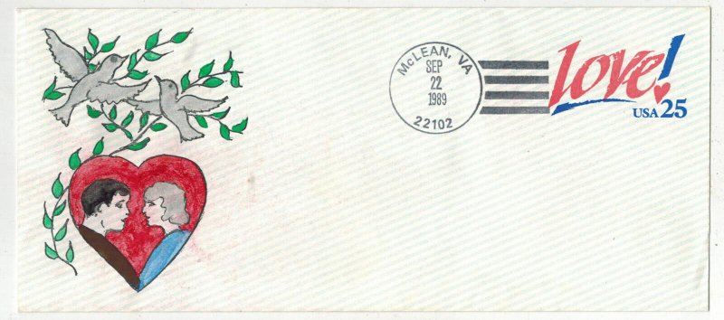 1989 STAMPED ENVELOPE RARE HANDPAINTED U616 McCLEAN VIRGINIA FROM CE REID ESTATE