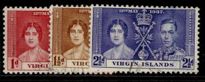 BRITISH VIRGIN ISLANDS GVI SG107-109, CORONATION set, FINE USED. 