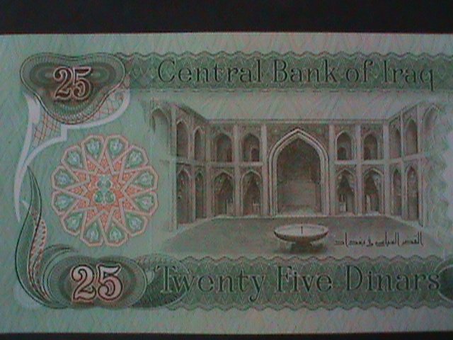 ​IRAQ-CENTRAL BANK OF IRAQ-25 DINARS-UN CIRCULATED-SMALL HORSES BANK NOTE-#4