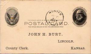 United States Kansas Hunter 1907 target  1895-1973  Postal Card.