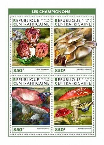 HERRICKSTAMP NEW ISSUES CENTRAL AFRICA Mushrooms Sheetlet