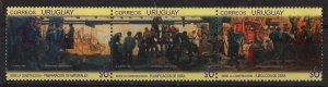 Uruguay stamp 1997 - construction projects strip of 3 booklet pane