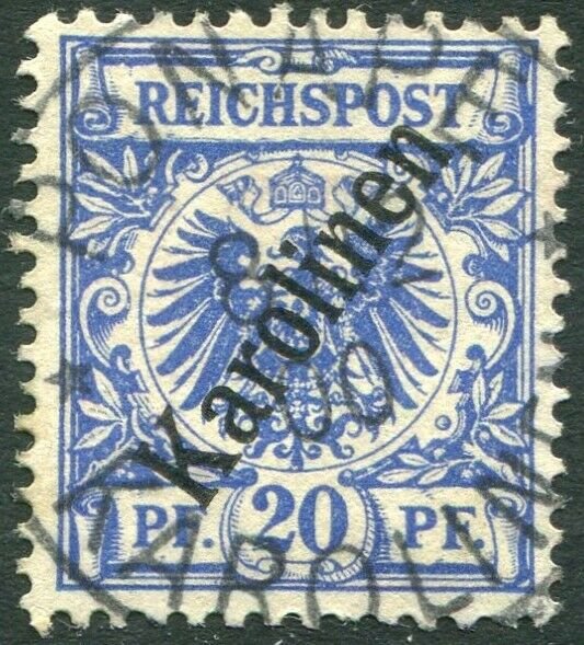 CAROLINE ISLANDS-1899-1900 20pf Ultramarine Used in Ponape Sg 10 V36328