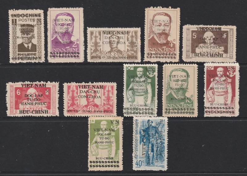 Vietnam a small lot of MNG Indo China overprints