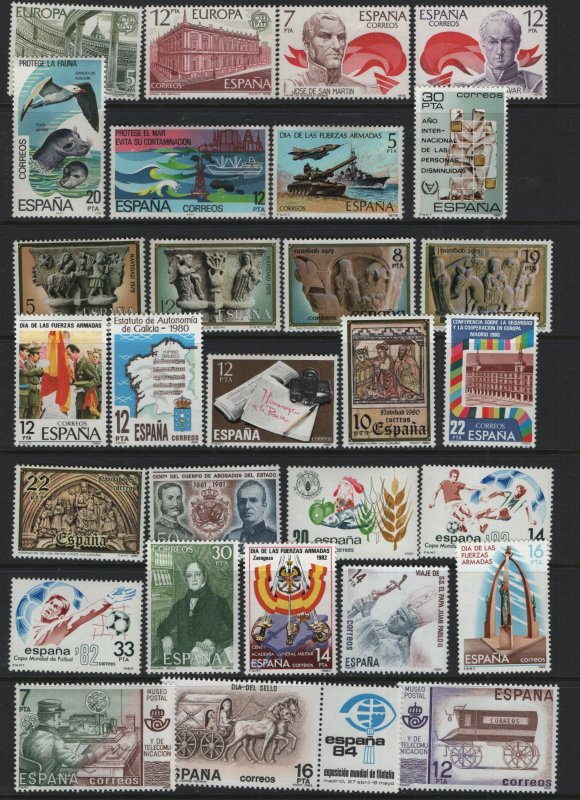 SPAIN LOT OF 29 DIFFERENT MLH F/VF STAMPS