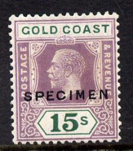 Gold Coast 1921-34 KG5 Script CA die II - 15s overprinted...