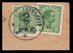 MOMEN:FAROE ISLANDS SC # 1 1919 USED ON PIECE WITH CERT LOT #69083