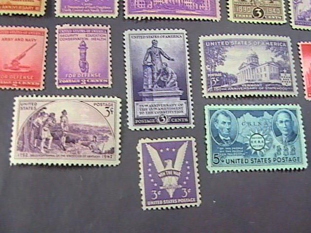 U.S.# 894-908-MINT NEVER/HINGED-15 STAMPS--1940-43