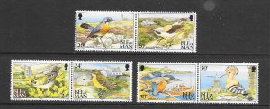 BIRDS - ISLE OF MAN #588a-92a  MNH