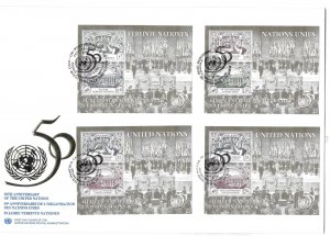 United Nations NY 665, G272, V188 50th UN Geneva Cachet Large FDC