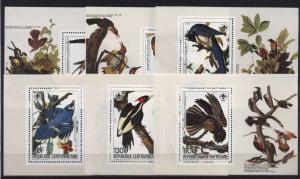 Central Africa Birds/Scouts/Audubon 1985 6v Deluxe MNH