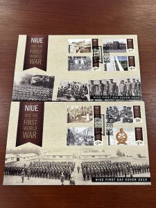 Military Stamps Niue 2015 FDC WWI WW1 First World War 8v Set on 2 Covers