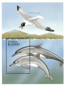 Zambia 1999 - Sea Bird and Dolphin - Souvenir Sheet - Scott 830 - MNH