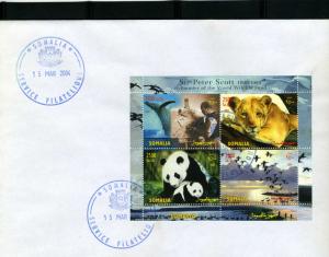 Somalia 2004 WWF Peter Scott Pandas Sheet (4) Perforated FDC