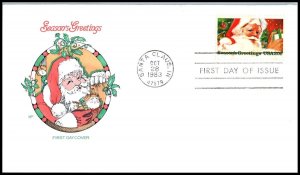 1983 Christmas Santa Claus Sc 2064 FDC House of Farnam Season's Greetings