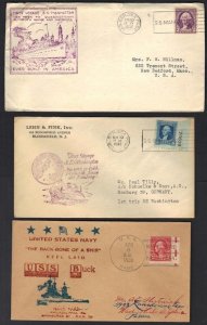 US 1930s 4 NAVY COVERS SS MANHATTAN SS WASHINGTON USS BUCK & SESQUICENTENNIAL OF