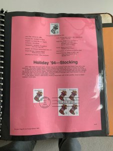 USPS Souvenir Page Scott 2872, 1994 holiday 94 stocking stamps