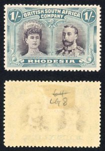 Rhodesia SG151 1/- grey-black and deep turquoise-blue fine M/M